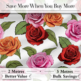 Realistic Rose Flower Seamless Pattern Red Pink Floral Botanical Design Digital Print Fabric by the Metre UK Sewing Quilting Textile