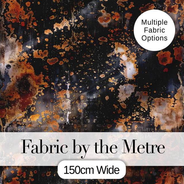 Dark Grunge Rust Texture with Splatter Seamless Pattern Industrial Art Digital Print Fabric by the Metre UK Sewing Quilting Textile