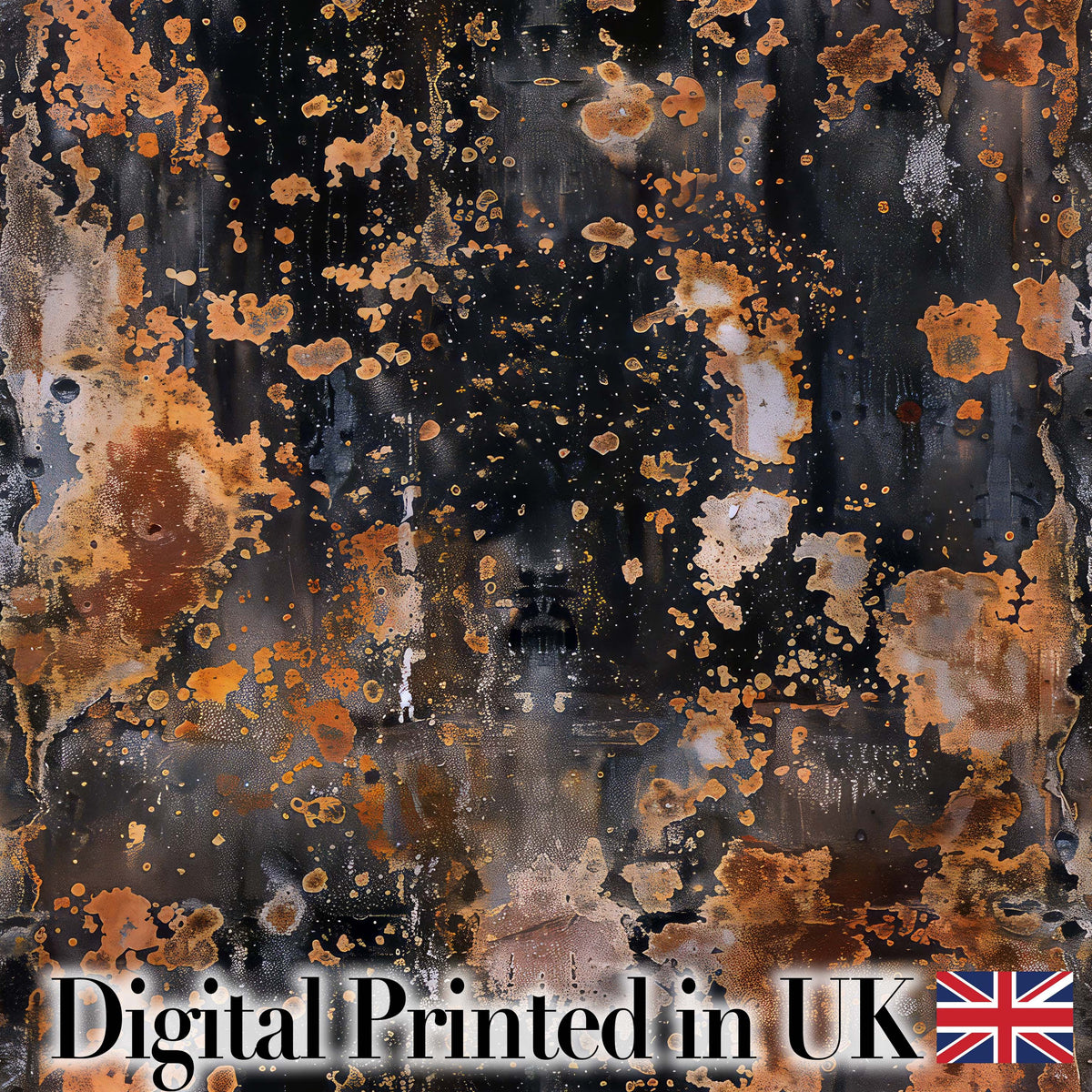 Dark Grunge Rust Texture with Splatter Seamless Pattern Industrial Art Digital Print Fabric by the Metre UK Sewing Quilting Textile