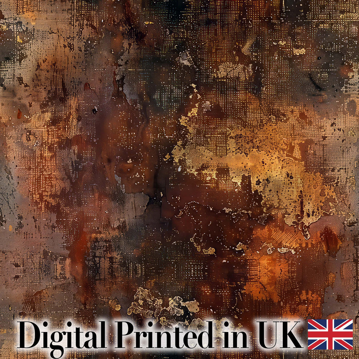 Urban Rust Texture with Gold Flecks Industrial Grunge Seamless Pattern Digital Print Fabric by the Metre UK Sewing Quilting Textile