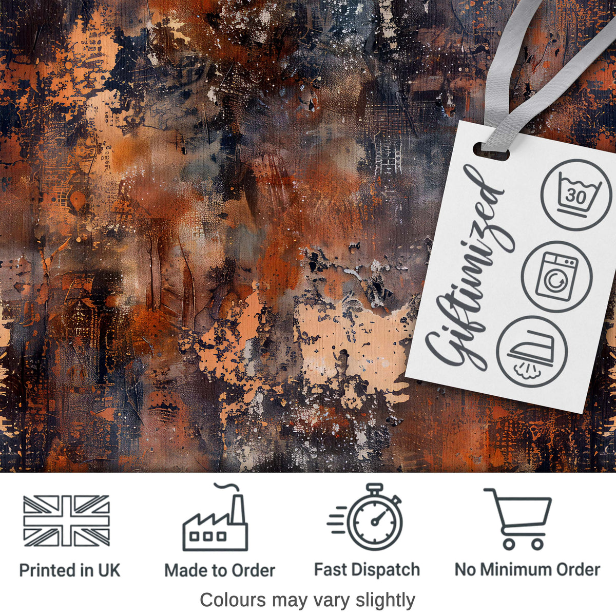 Burnt Orange Rust Abstract Texture Industrial Grunge Seamless Pattern Digital Print Fabric by the Metre UK Sewing Quilting Textile