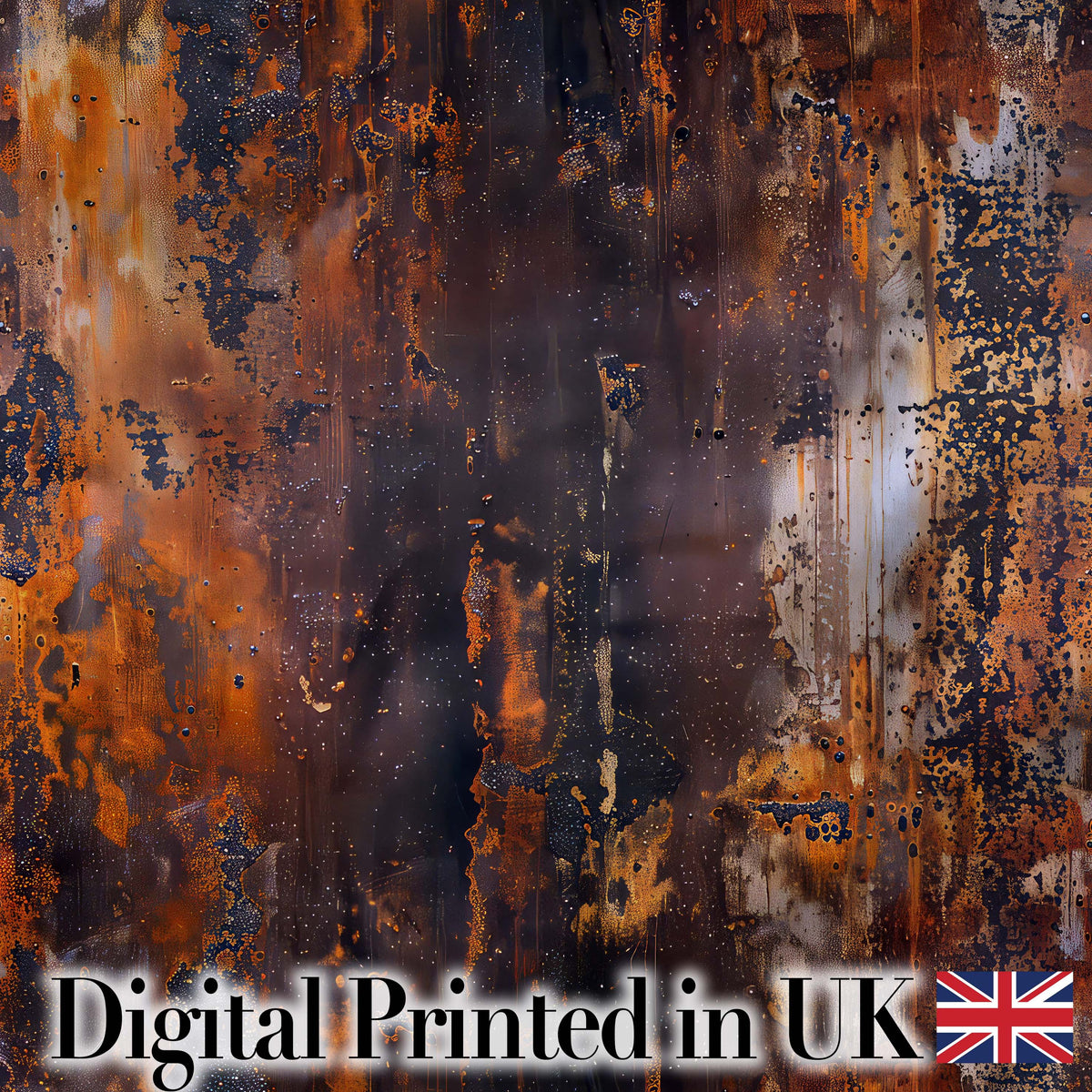 Layered Rust Patina Texture Mixed Media Grunge Seamless Pattern Digital Print Fabric by the Metre UK Sewing Quilting Textile