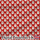 Christmas Santa Face Seamless Pattern Red Festive Holiday Design Digital Print Fabric by the Metre UK Sewing Quilting Textile