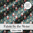 Cute Santa Trees Gifts Snowflakes Teal Christmas   Whimsical Festive Digital Print Fabric by the Metre UK Sewing Quilting Textile
