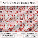 Cute Cartoon Santa Pink Snow Gift Pattern Whimsical Christmas Seamless Festive Digital Print Fabric by the Metre UK Sewing Quilting Textile