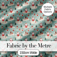 Santa Village Trees Houses Snowy Landscape  Christmas  Festive Scene Digital Print Fabric by the Metre UK Sewing Quilting Textile