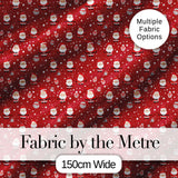 Classic Santa Snow Ornament Red Christmas   Traditional Festive Design Digital Print Fabric by the Metre UK Sewing Quilting Textile