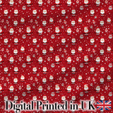 Classic Santa Snow Ornament Red Christmas   Traditional Festive Design Digital Print Fabric by the Metre UK Sewing Quilting Textile