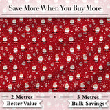 Classic Santa Snow Ornament Red Christmas   Traditional Festive Design Digital Print Fabric by the Metre UK Sewing Quilting Textile