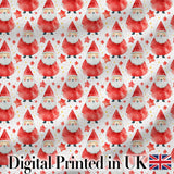 Watercolor Santa Stars White Background Cute Christmas   Soft Festive Digital Print Fabric by the Metre UK Sewing Quilting Textile