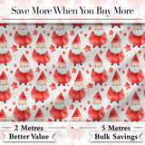 Watercolor Santa Stars White Background Cute Christmas   Soft Festive Digital Print Fabric by the Metre UK Sewing Quilting Textile