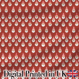 Cute Minimal Santa Faces Red Background Snow Dot Christmas Seamless Pattern Digital Print Fabric by the Metre UK Sewing Quilting Textile
