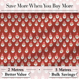 Cute Minimal Santa Faces Red Background Snow Dot Christmas Seamless Pattern Digital Print Fabric by the Metre UK Sewing Quilting Textile