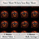 Glowing Halloween Pumpkin Fire Eyes Dark Seamless Pattern Creepy Autumn Design Digital Print Fabric by the Metre UK Sewing Quilting Textile