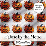Grunge Style Pumpkin Splash White Background Halloween Seamless Pattern Digital Print Fabric by the Metre UK Sewing Quilting Textile
