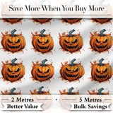 Grunge Style Pumpkin Splash White Background Halloween Seamless Pattern Digital Print Fabric by the Metre UK Sewing Quilting Textile