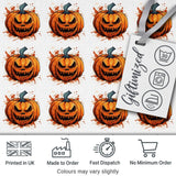 Grunge Style Pumpkin Splash White Background Halloween Seamless Pattern Digital Print Fabric by the Metre UK Sewing Quilting Textile
