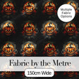 Haunted Pumpkin Skull Floral Dark Background Halloween Seamless Pattern Digital Print Fabric by the Metre UK Sewing Quilting Textile