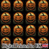 Classic Jack O Lantern Moonlit Leaves Halloween Seamless Pattern Digital Print Fabric by the Metre UK Sewing Quilting Textile