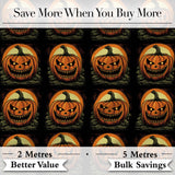 Classic Jack O Lantern Moonlit Leaves Halloween Seamless Pattern Digital Print Fabric by the Metre UK Sewing Quilting Textile