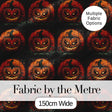 Spooky Pumpkin Moon Branches Dark Forest Halloween Seamless Pattern Digital Print Fabric by the Metre UK Sewing Quilting Textile