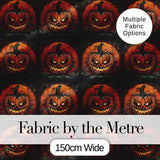 Spooky Pumpkin Moon Branches Dark Forest Halloween Seamless Pattern Digital Print Fabric by the Metre UK Sewing Quilting Textile