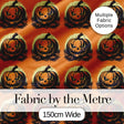 Spooky Jack O Lantern Orange Background Classic Halloween Seamless Pattern Digital Print Fabric by the Metre UK Sewing Quilting Textile