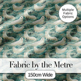 Elegant Swimming Seals in Ocean Waves Teal Decorative Seamless Pattern Digital Print Fabric by the Metre UK Sewing Quilting Textile