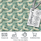 Elegant Swimming Seals in Ocean Waves Teal Decorative Seamless Pattern Digital Print Fabric by the Metre UK Sewing Quilting Textile