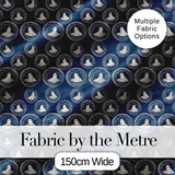 Vintage Style Seal Cameo Medallion Navy Classic Seamless Pattern Digital Print Fabric by the Metre UK Sewing Quilting Textile