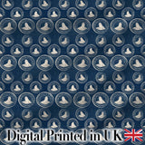Vintage Style Seal Cameo Medallion Navy Classic Seamless Pattern Digital Print Fabric by the Metre UK Sewing Quilting Textile