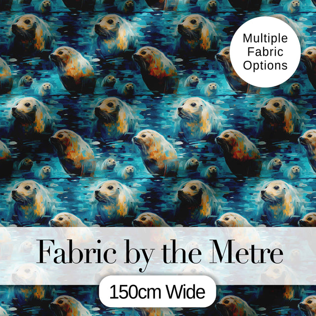 Minimalist Seal  with Botanical Motif Soft Neutral Seamless Pattern Digital Print Fabric by the Metre UK Sewing Quilting Textile
