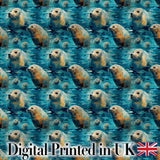 Minimalist Seal  with Botanical Motif Soft Neutral Seamless Pattern Digital Print Fabric by the Metre UK Sewing Quilting Textile