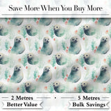 Painterly Seals Swimming in Deep Blue Ocean Artistic Seamless Pattern Digital Print Fabric by the Metre UK Sewing Quilting Textile