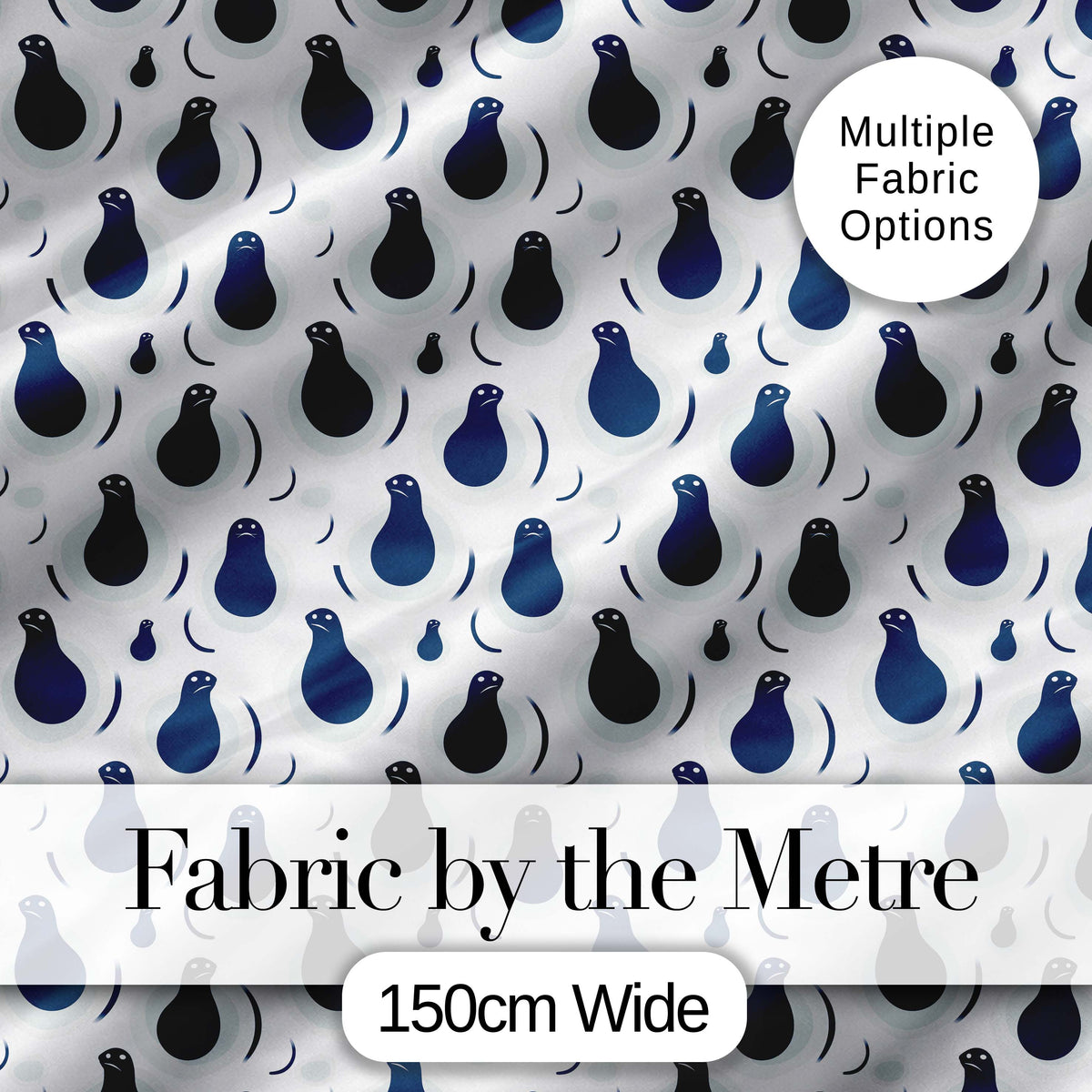 Dark Moody Seal Portraits Dramatic Ocean Art Seamless Pattern Digital Print Fabric by the Metre UK Sewing Quilting Textile