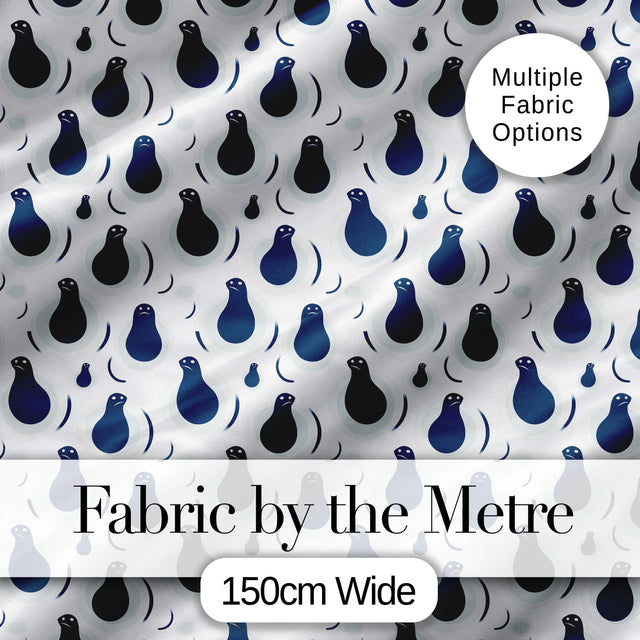 Dark Moody Seal Portraits Dramatic Ocean Art Seamless Pattern Digital Print Fabric by the Metre UK Sewing Quilting Textile