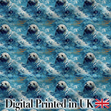 Simple Seal Silhouettes with Leaf Motif Clean Design Seamless Pattern Digital Print Fabric by the Metre UK Sewing Quilting Textile