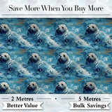 Simple Seal Silhouettes with Leaf Motif Clean Design Seamless Pattern Digital Print Fabric by the Metre UK Sewing Quilting Textile
