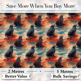 Bright Blue Ocean Seal Swimming Waves Artistic Seamless Pattern Digital Print Fabric by the Metre UK Sewing Quilting Textile