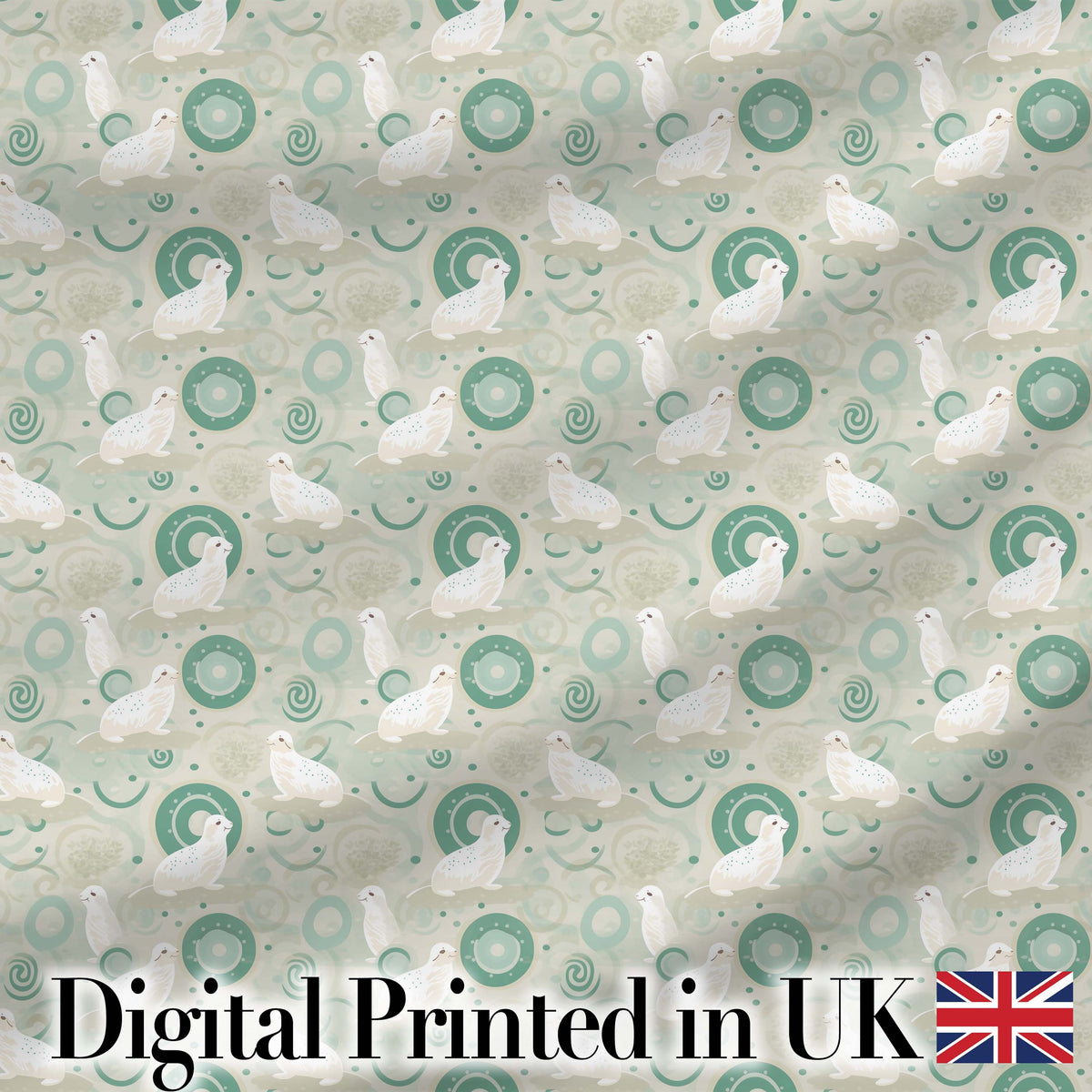 Cute Seal and Coral Watercolour Pastel Ocean Scene Seamless Pattern Digital Print Fabric by the Metre UK Sewing Quilting Textile