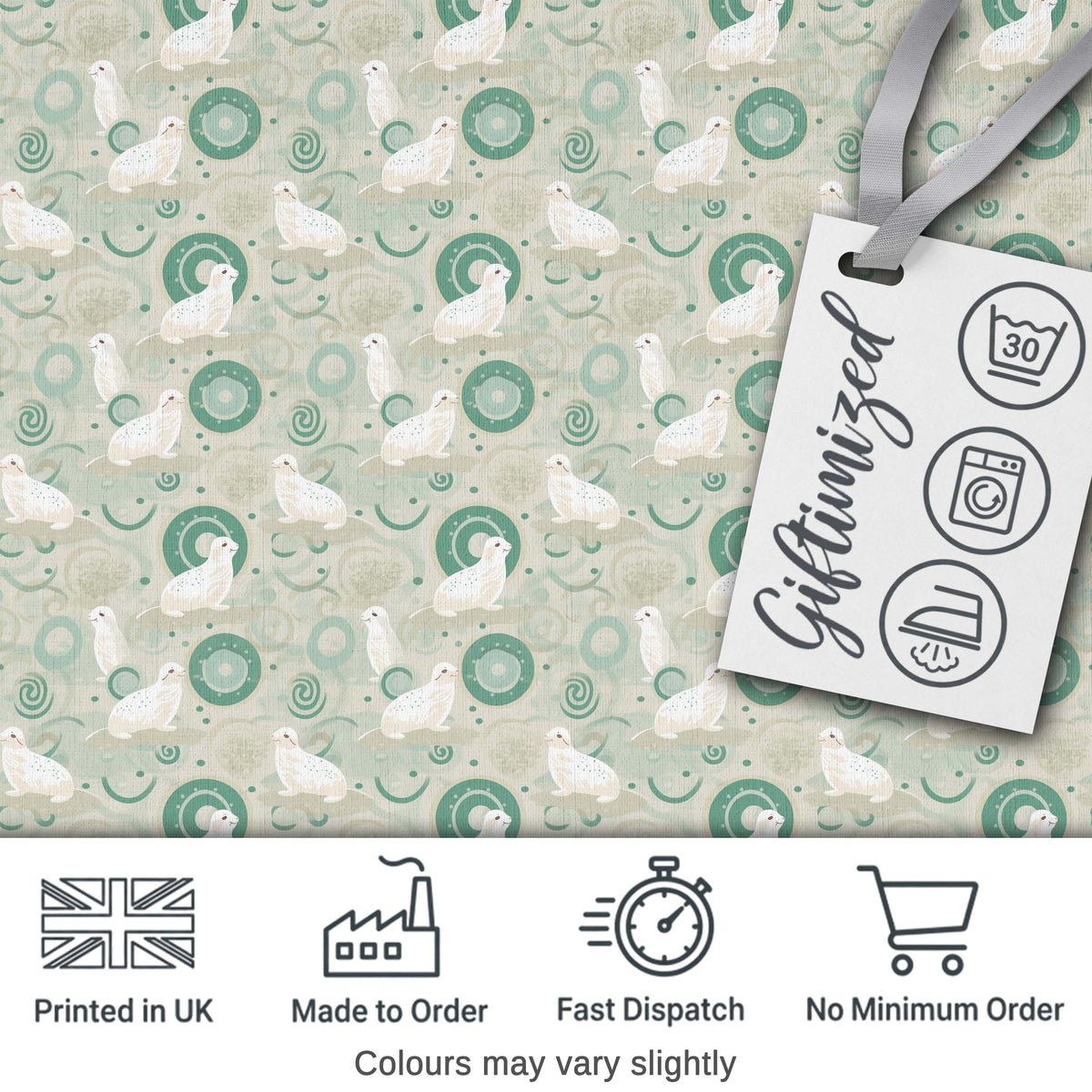 Cute Seal and Coral Watercolour Pastel Ocean Scene Seamless Pattern Digital Print Fabric by the Metre UK Sewing Quilting Textile