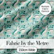 Decorative Stylised Seals with Swirl Ocean Motifs Teal Seamless Pattern Digital Print Fabric by the Metre UK Sewing Quilting Textile