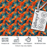 Cute Painterly Orange Shrimp with Flowing Ocean Waves Seamless Pattern Digital Print Fabric by the Metre UK Sewing Quilting Textile