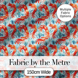Cute LShrimp with Seaweed Botanical Design Seamless Pattern Digital Print Fabric by the Metre UK Sewing Quilting Textile
