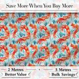 Cute LShrimp with Seaweed Botanical Design Seamless Pattern Digital Print Fabric by the Metre UK Sewing Quilting Textile