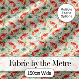 Cute Fresh Seafood Shrimp with Herbs and Citrus Seamless Pattern Digital Print Fabric by the Metre UK Sewing Quilting Textile