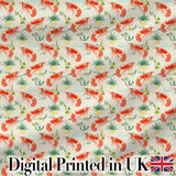 Cute Fresh Seafood Shrimp with Herbs and Citrus Seamless Pattern Digital Print Fabric by the Metre UK Sewing Quilting Textile