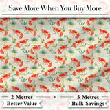 Cute Fresh Seafood Shrimp with Herbs and Citrus Seamless Pattern Digital Print Fabric by the Metre UK Sewing Quilting Textile