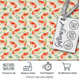 Cute Fresh Seafood Shrimp with Herbs and Citrus Seamless Pattern Digital Print Fabric by the Metre UK Sewing Quilting Textile