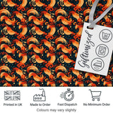 Ornate Orange Shrimp with Decorative Swirls Dark Seamless Pattern Digital Print Fabric by the Metre UK Sewing Quilting Textile
